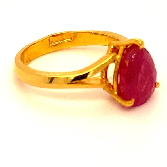 Burmese Ruby 3.38ct Solid 22K Yellow Gold Ring - Picture 5 of 8